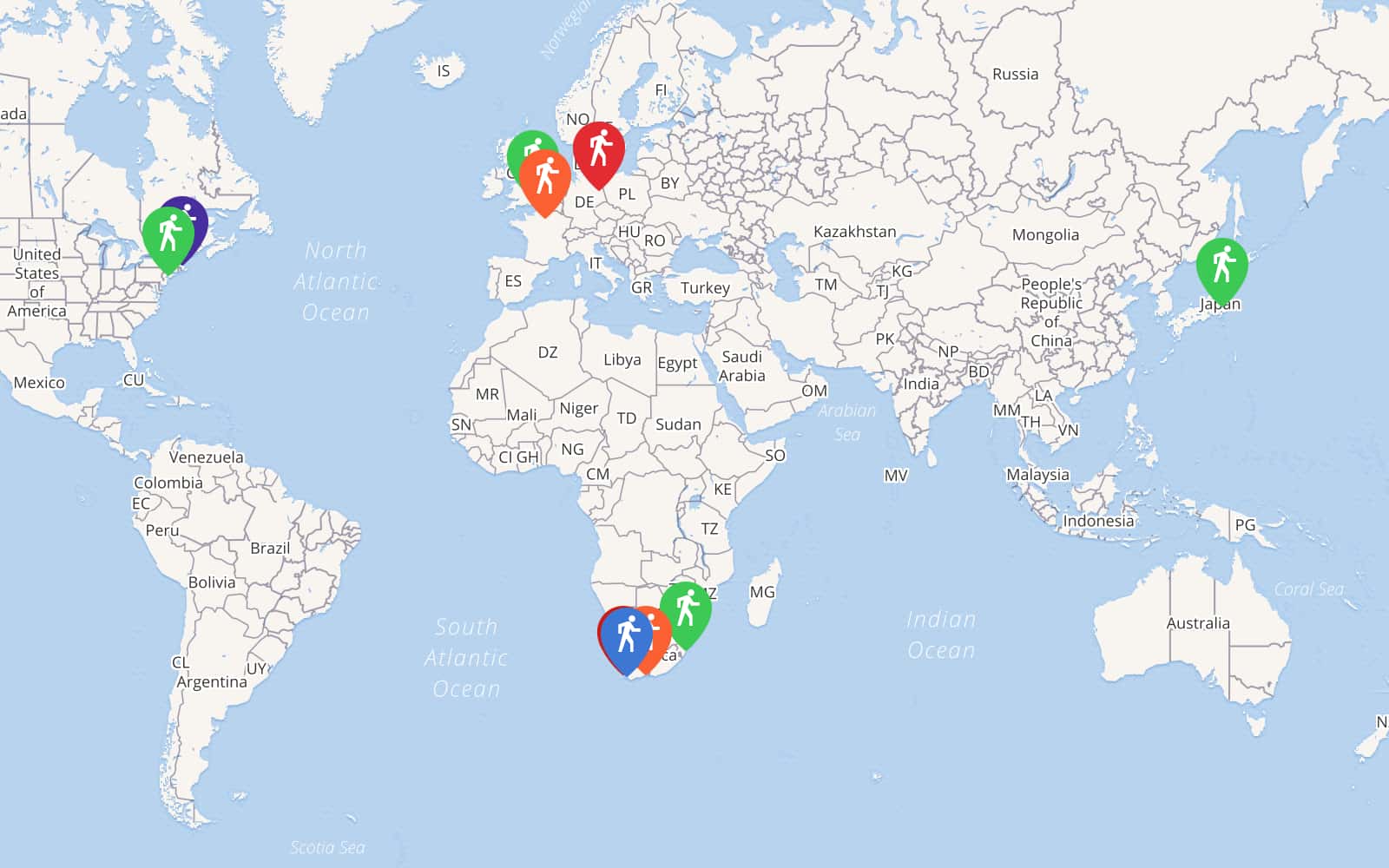 Marathons around the world by Kavitha · MapHub