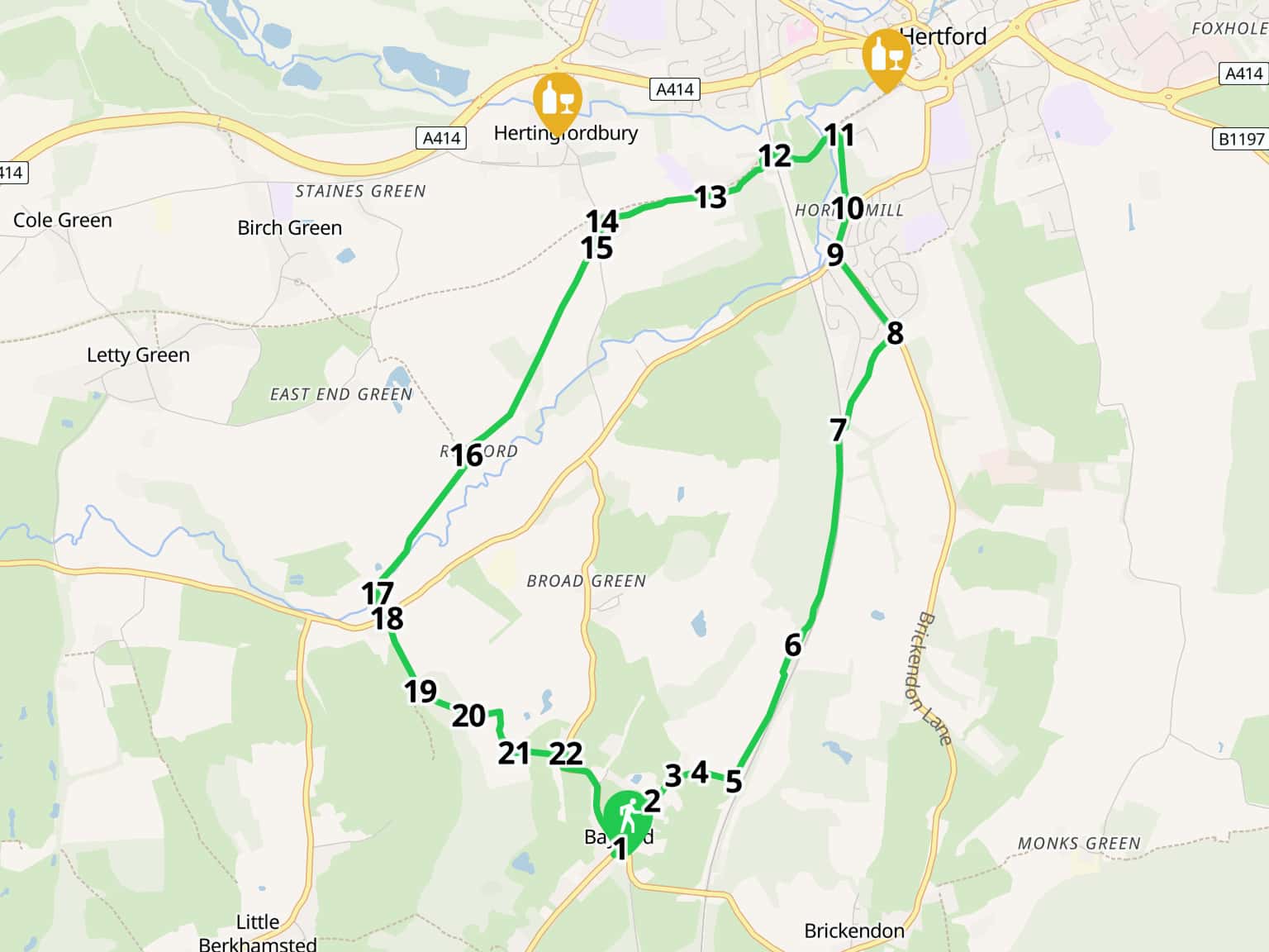 Walk 194: Bayford N Loop by breweruk · MapHub