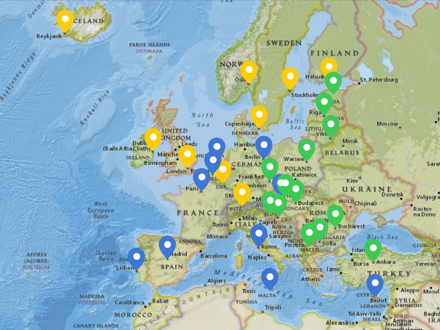 Erasmus Placement Countries by ErasmusPlacementUW · MapHub