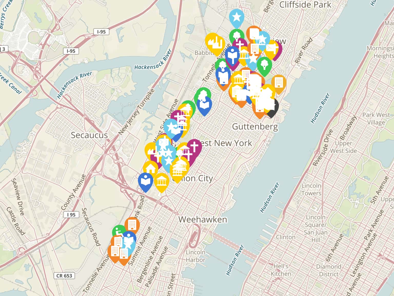 North Bergen Landmark Map by michaelpmaring