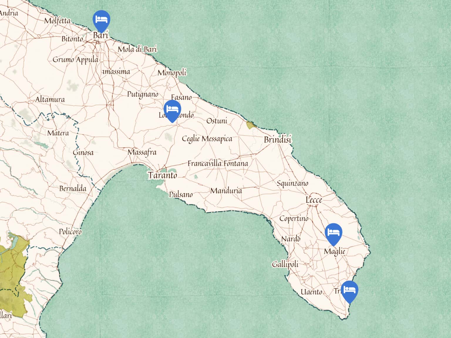 Les Pouilles 2018 Hébergements by elodieverneuil · MapHub