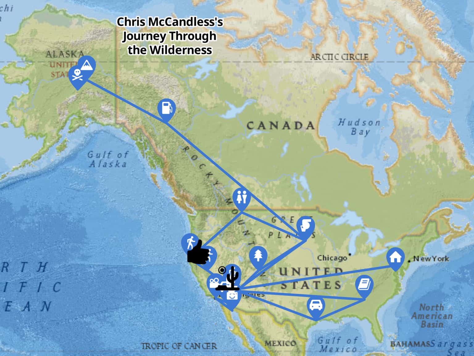 route chris mccandless journey map