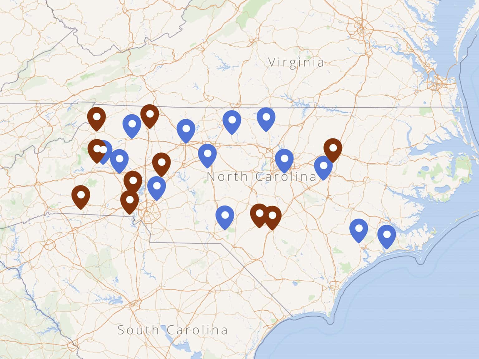 North Carolina Racing by zackleischner · MapHub