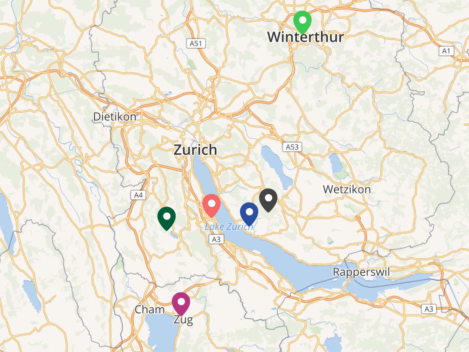 Zurich commuter towns by Jondev · MapHub