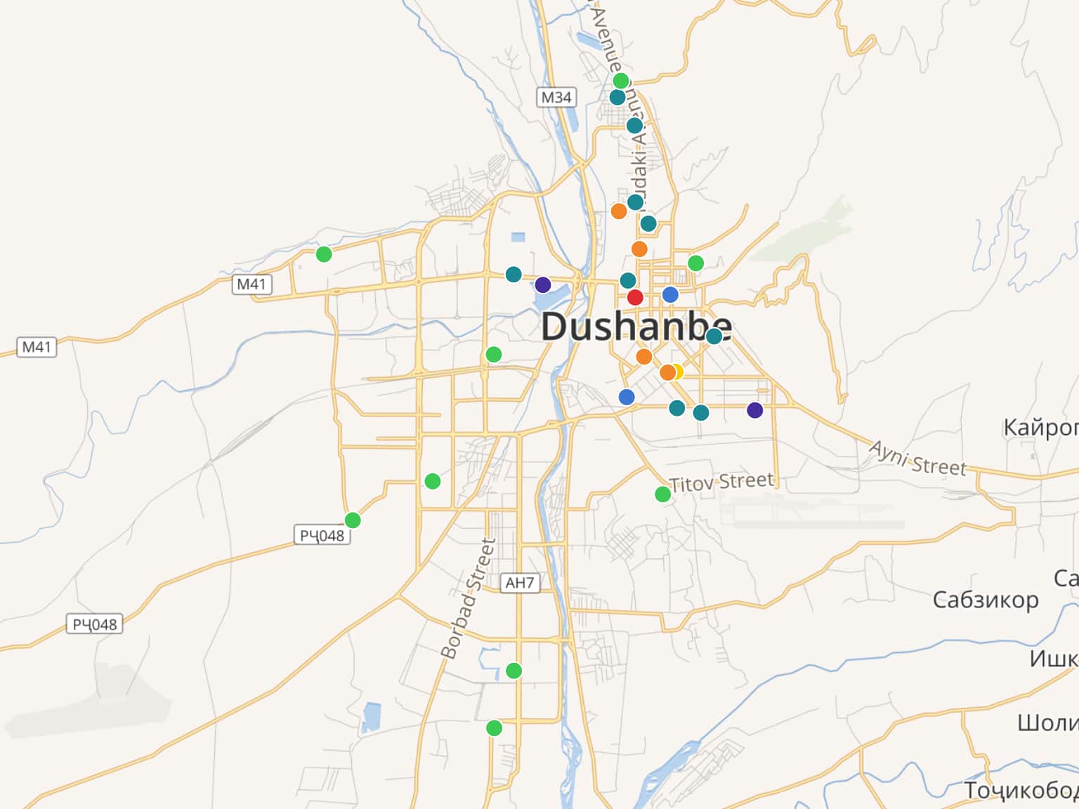 Dushanbe city карта