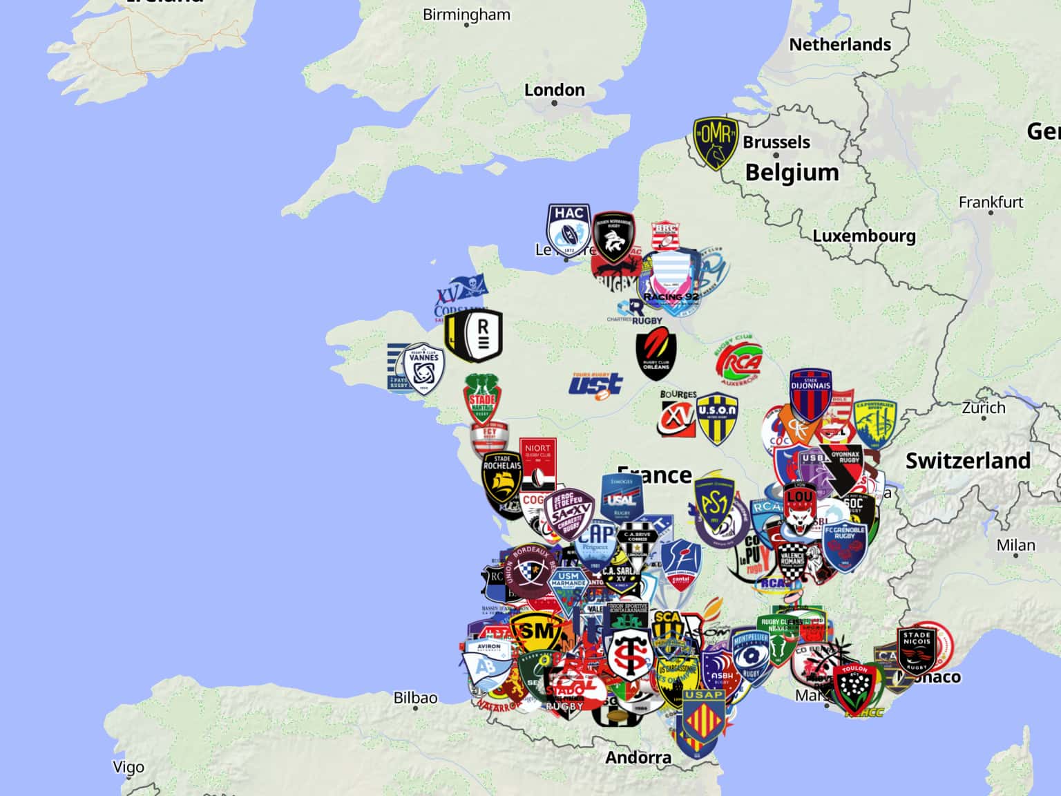 French Rugby Union Football Clubs By RedmanRugbyunion MapHub french-rugby-union-football-clubs-by-redmanrugbyunion-maphub