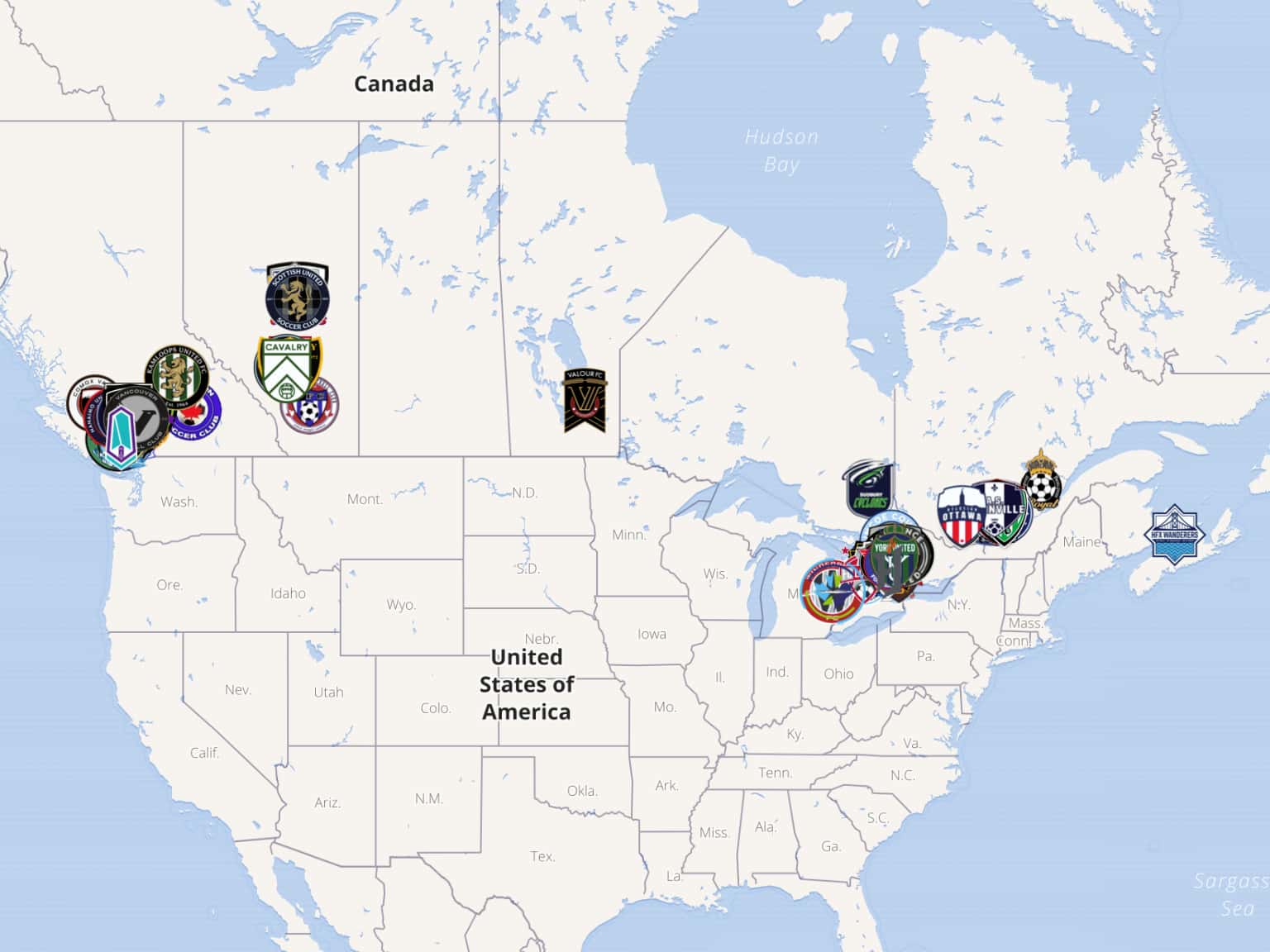 Canada Soccer by zackleischner · MapHub