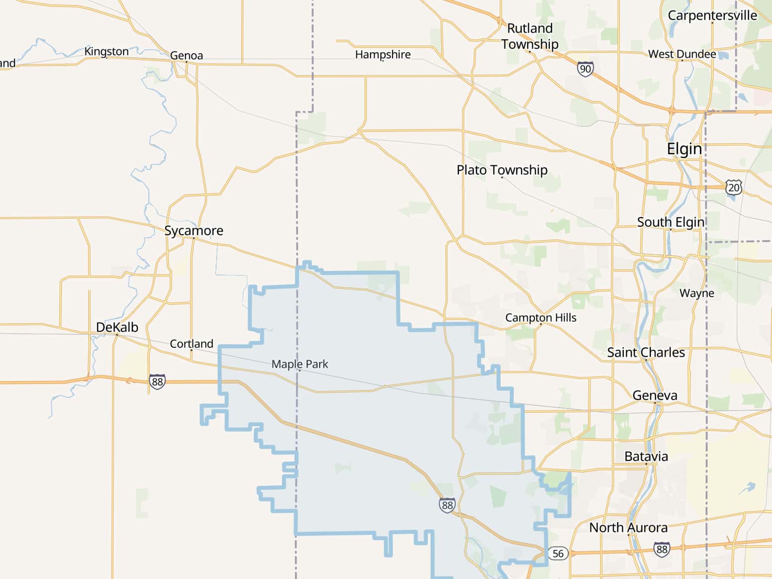 Map 302 Zip Kaneland Community Unit School District 302 Boundaries by ...